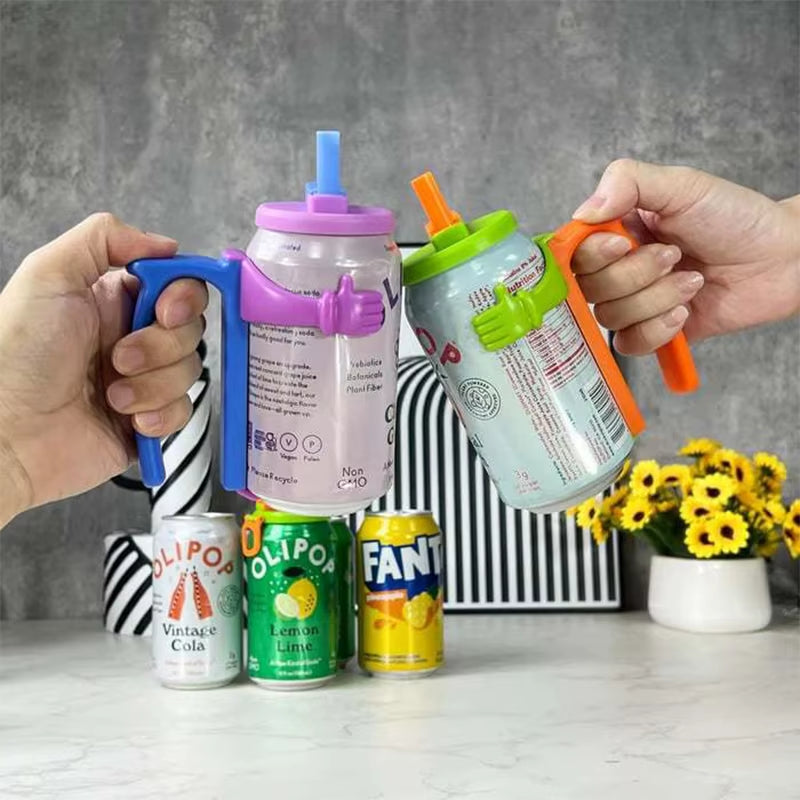 Leak-Free Easy to Hold Soda Can Lids and Holders Pop-Top Cans Embrace Sucker Bracket with Both Hands Cup Accessories with Straw